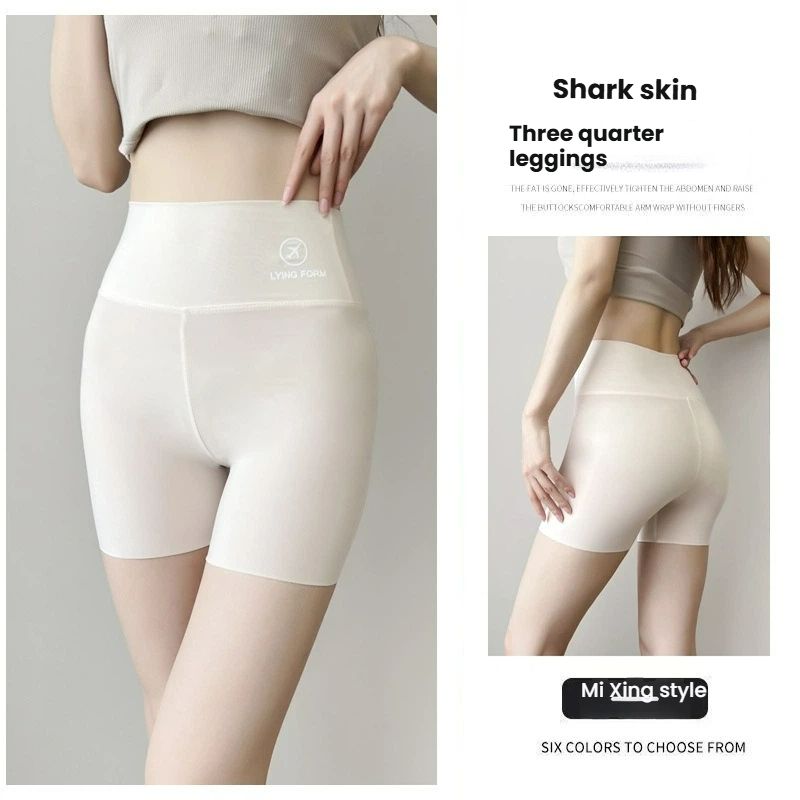 Three-point shark airplane pants, summer thin yoga sports shorts, women's outer wear, anti-empty abdomen, hip-lifting safety pants, women