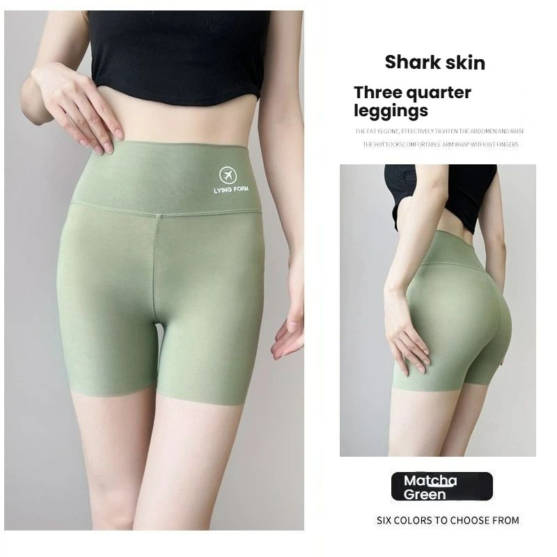 Three-point shark airplane pants, summer thin yoga sports shorts, women's outer wear, anti-empty abdomen, hip-lifting safety pants, women