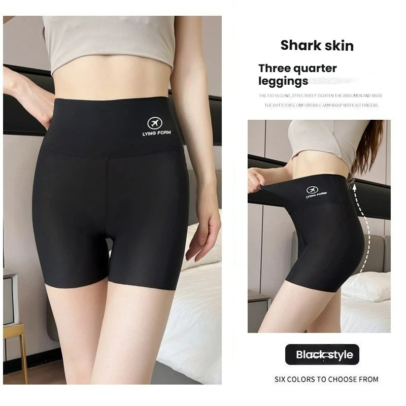 Three-point shark airplane pants, summer thin yoga sports shorts, women's outer wear, anti-empty abdomen, hip-lifting safety pants, women