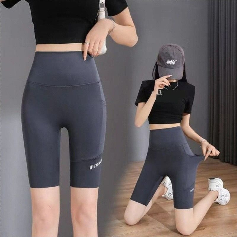 Three-point shark airplane pants, summer thin yoga sports shorts, women's outer wear, anti-empty abdomen, hip-lifting safety pants, women