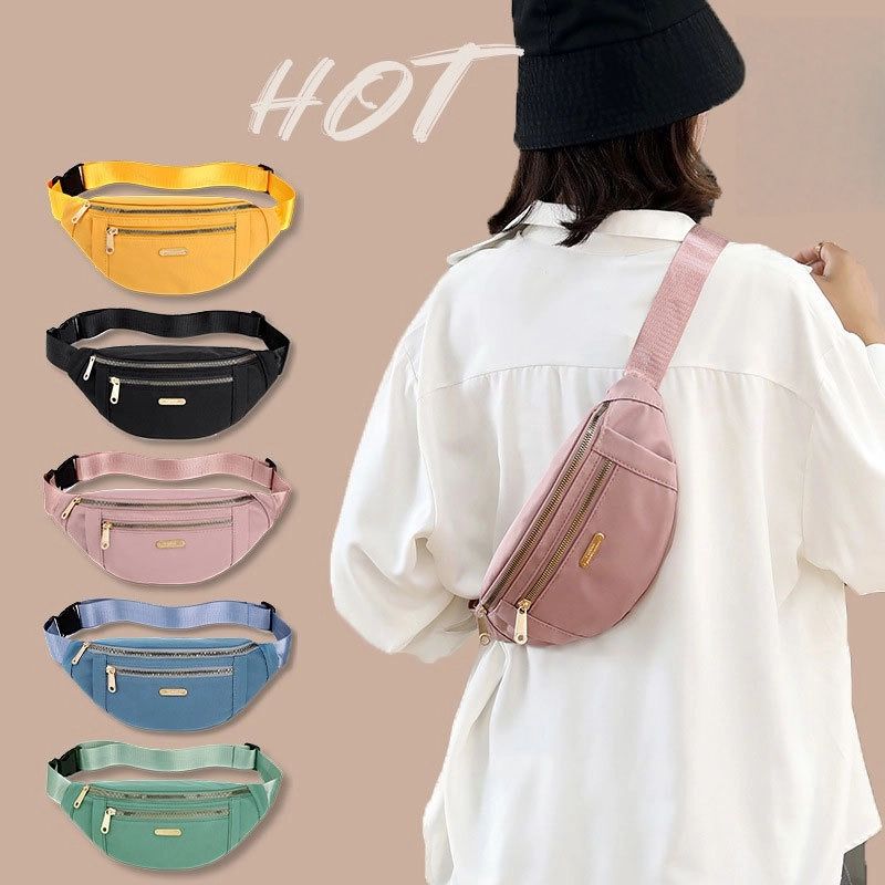 Waist bag ladies Korean casual Oxford cloth bag shoulder bag multi-layer chest bag change mobile phone bag messenger bag women