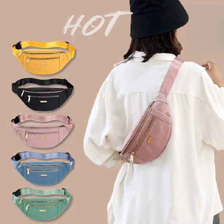 Waist bag ladies Korean casual Oxford cloth bag shoulder bag multi-layer chest bag change mobile phone bag messenger bag women
