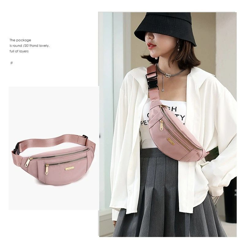 Waist bag ladies Korean casual Oxford cloth bag shoulder bag multi-layer chest bag change mobile phone bag messenger bag women