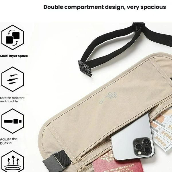 Anti-theft bag, close-fitting waist bag, traveling abroad, running sports, European men's invisible thin female passport bag, anti-theft wallet