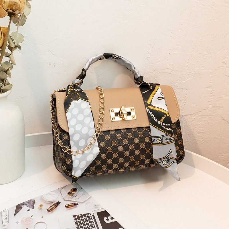 Fashion handbag 2023 bag printed small square bag silk scarf chain bag messenger bag bag