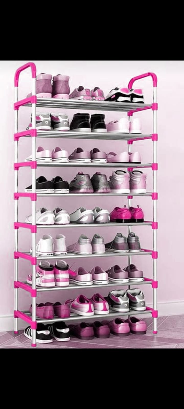 HEAVY DUTY 8 Layer Shoe Rack. Material PP And Stainless Steel Size 60*26*150 Cm Easy To Assemble And Disassemble  Affordable Portable Durable And Elegant