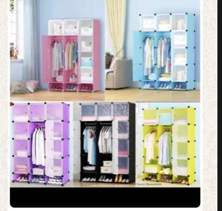 Luxurious Quality Heavy Duty Portable 3-Column Plastic Wardrobes, three columns with ample space for clothing, shoes, and accessories.