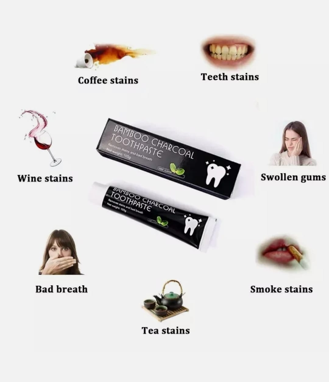 Bamboo Charcoal Toothpaste with Mint Flavor – 150g