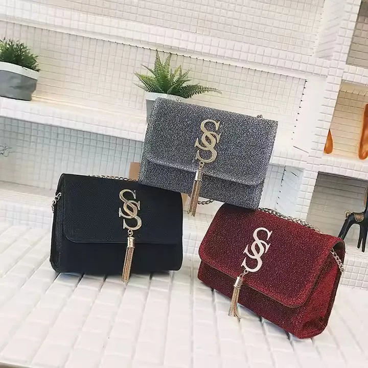 Elegant Fashionable Ladies / Women Chain Crossbody Handbag Versatile Functionality with tassel decoration and polyester lining