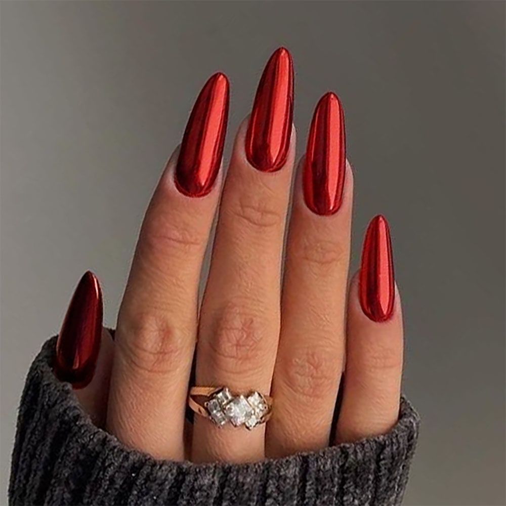 24Pcs Solid Chrome Colour Press-On Nails | Salon-Quality, Long-Lasting & Elegant Look | Easy Application, Long Wear & Stunning Finish