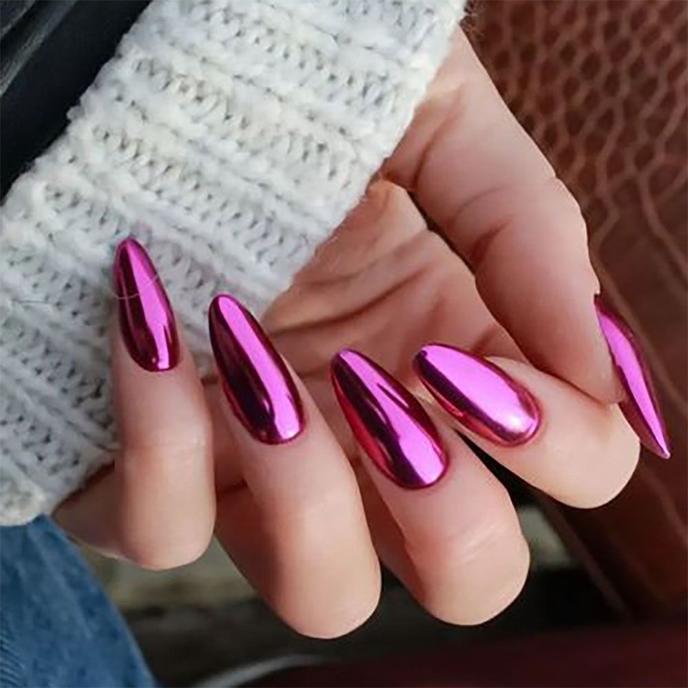24Pcs Solid Chrome Colour Press-On Nails | Salon-Quality, Long-Lasting & Elegant Look | Easy Application, Long Wear & Stunning Finish view 5