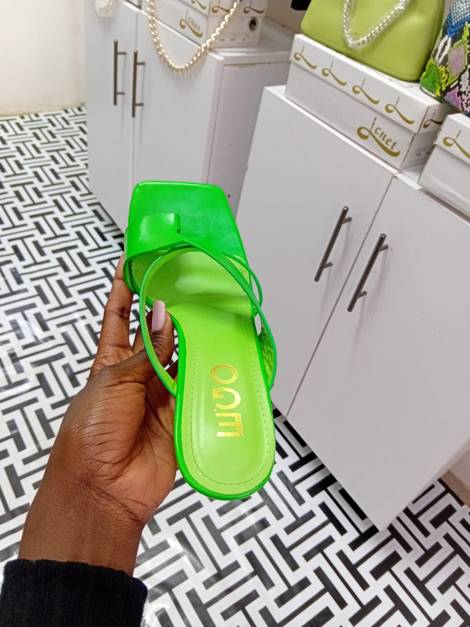 Green Single-Toe Stiletto Heels for Women – Double Strap Sandals with Heel