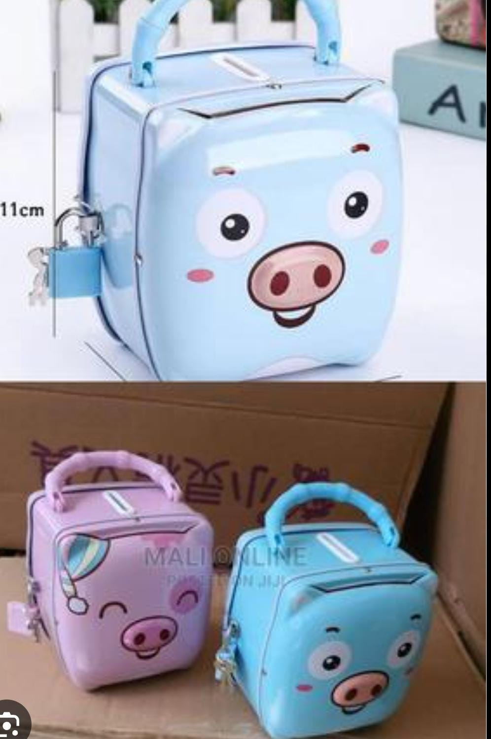 Restocked 🔥🔥🔥🔥

Secure Metallic Piggy Bank 💰
Save in style with this durable metal piggy bank – comes with a padlock & 2 keys for added security!
🔐 Keep your coins safe
💙💗 Available in Blue &