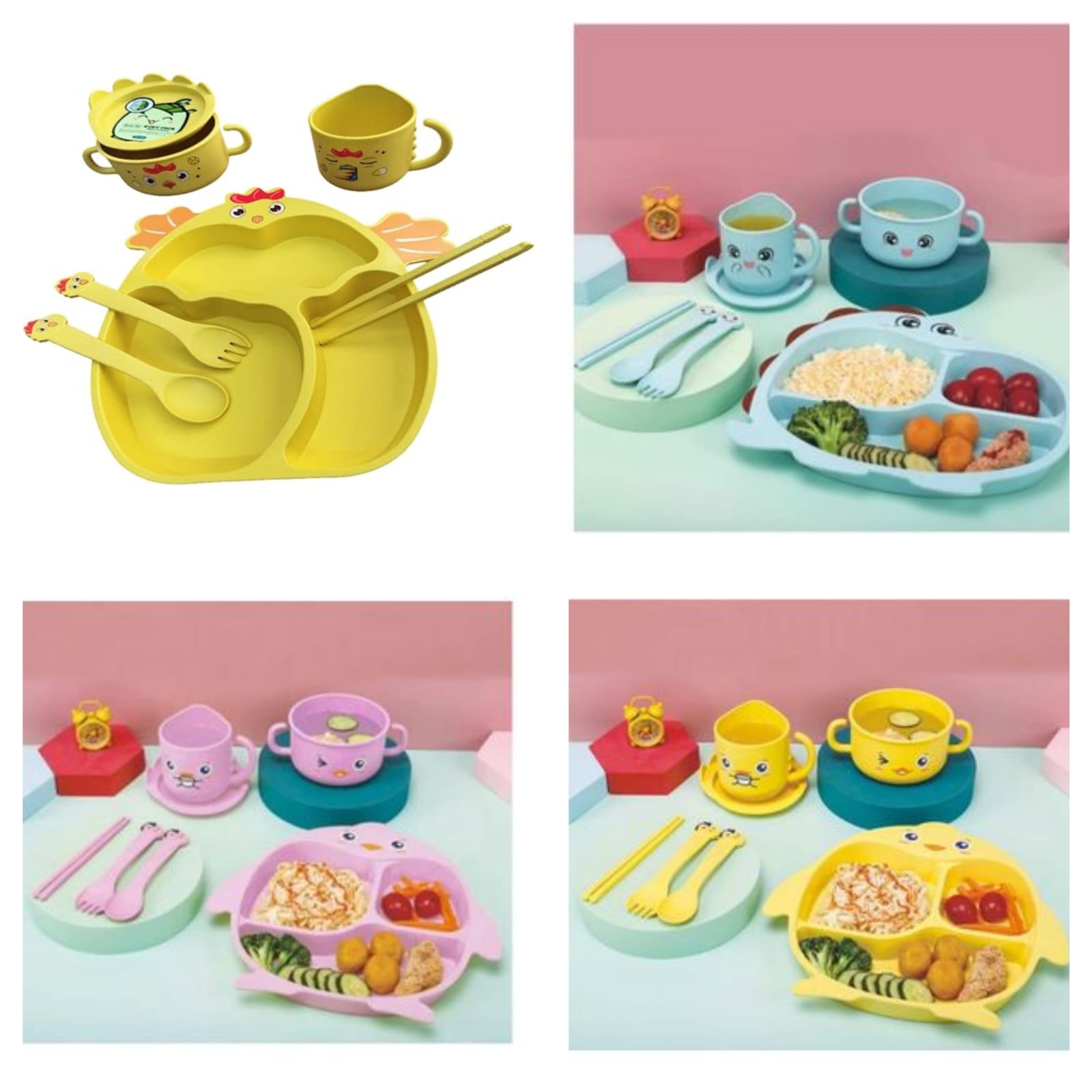 🍼 7PC Baby Feeding Tableware Set – Made from Natural Wheat Straw! 🌾💖

Make mealtime safe, fun, and eco-friendly with this adorable 7-piece baby feeding set! Crafted from non-toxic wheat straw mater