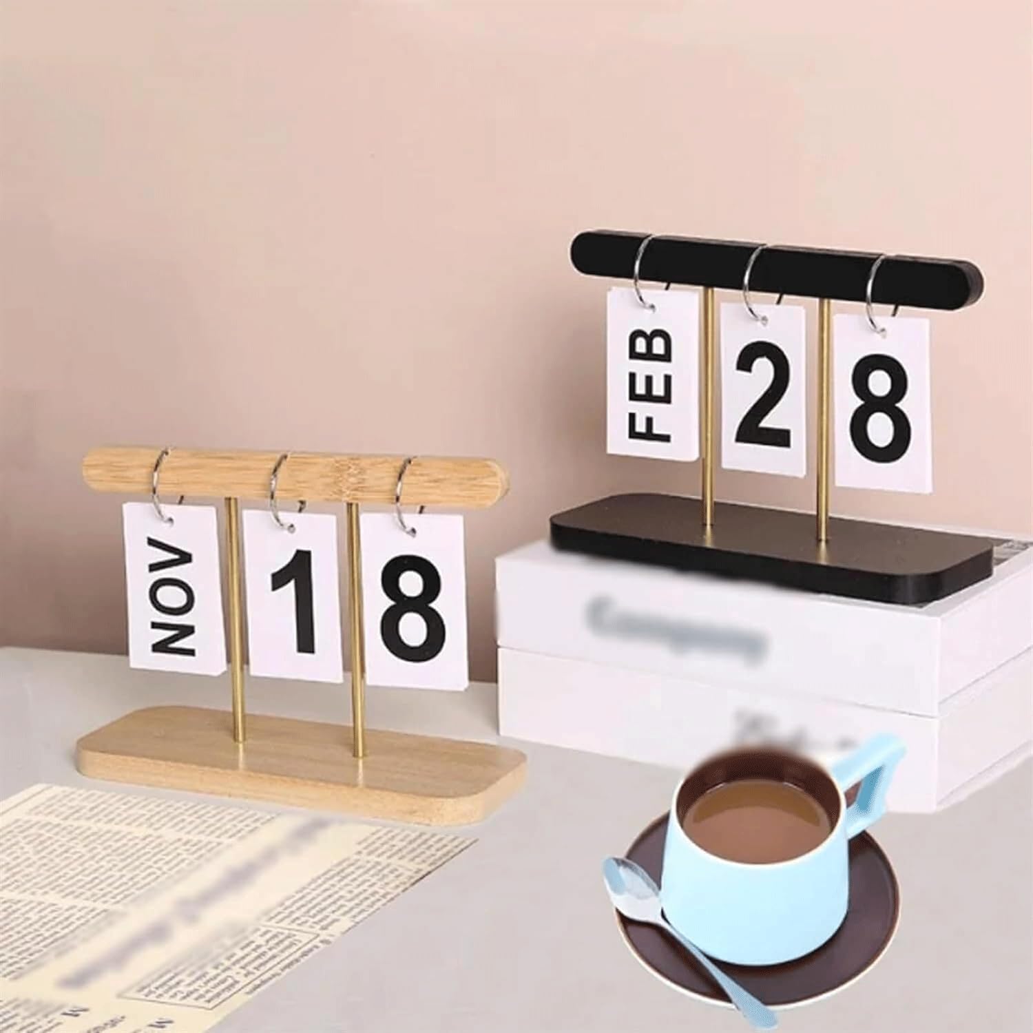 Office or Home Nordic Style Wooden Perpetual Calendar or Home Decor