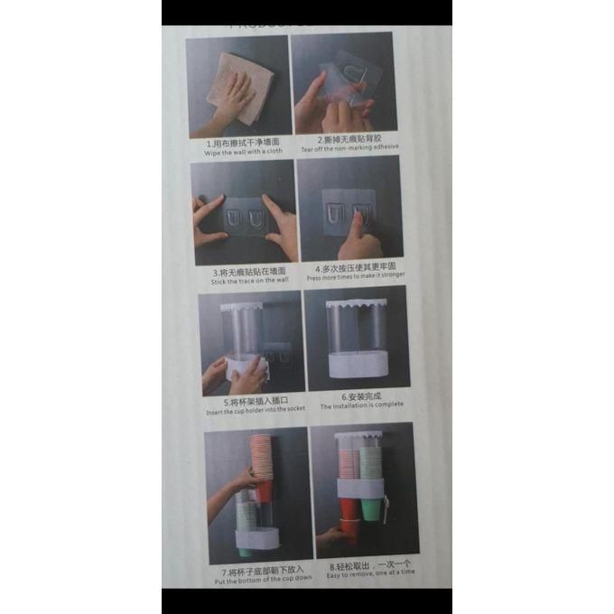 Twin Strip Disposable Cups Holder with Adhesive Sticker