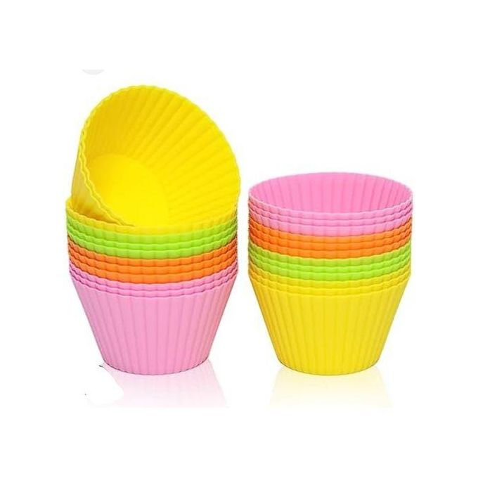 24pcs Large Size Reusable Silicone Cup Cake Mould for Baking