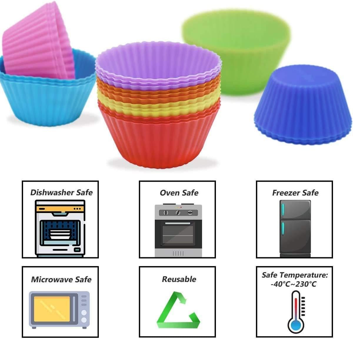 24pcs Large Size Reusable Silicone Cup Cake Mould for Baking