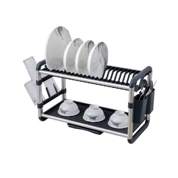 Aluminum 2-Tier Kitchen Dish Rack - Rust Proof