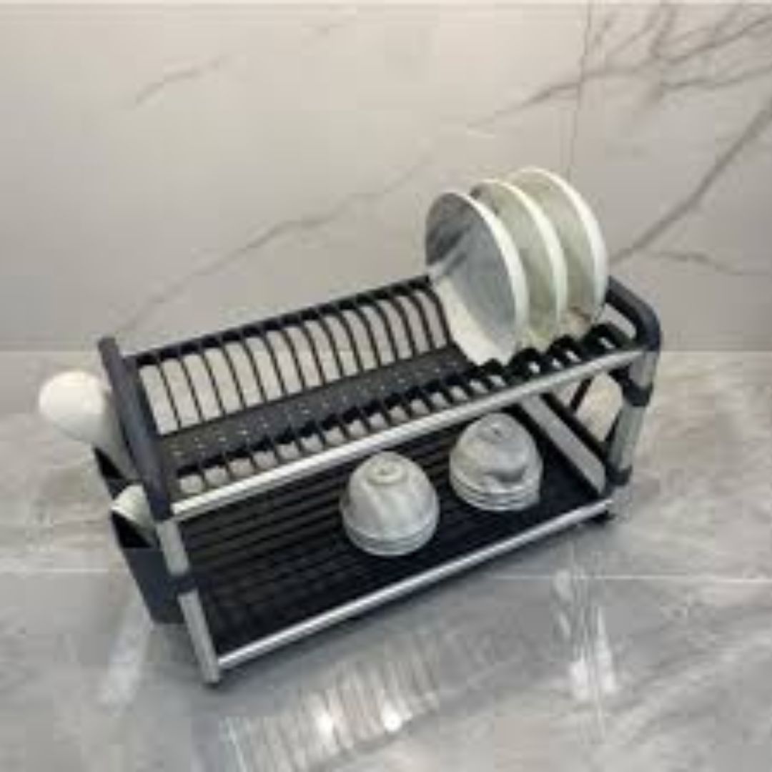 Aluminum 2-Tier Kitchen Dish Rack - Rust Proof