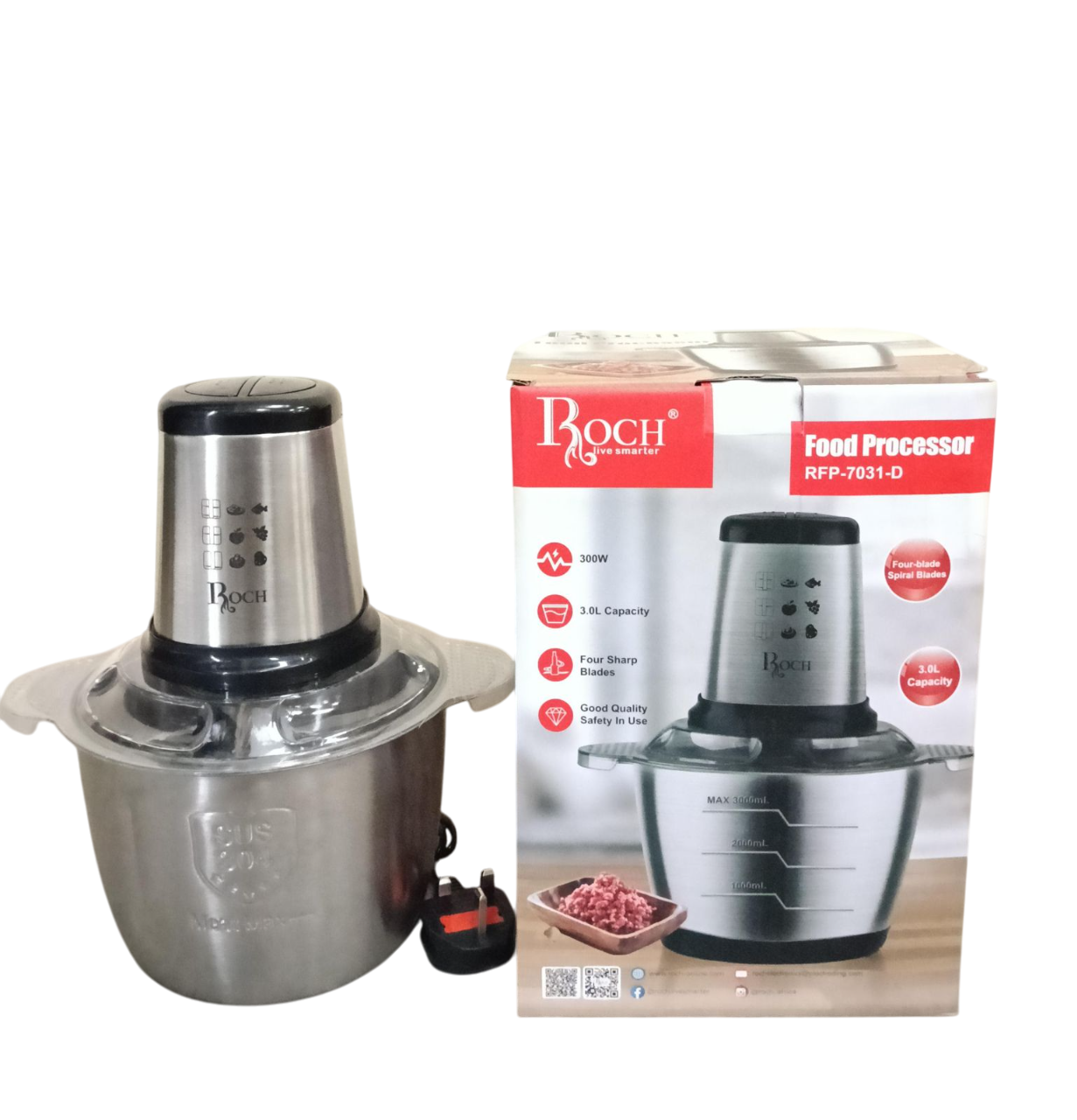 3L Stainless Steel Electric Chopper for Meat, Vegetables and Spices