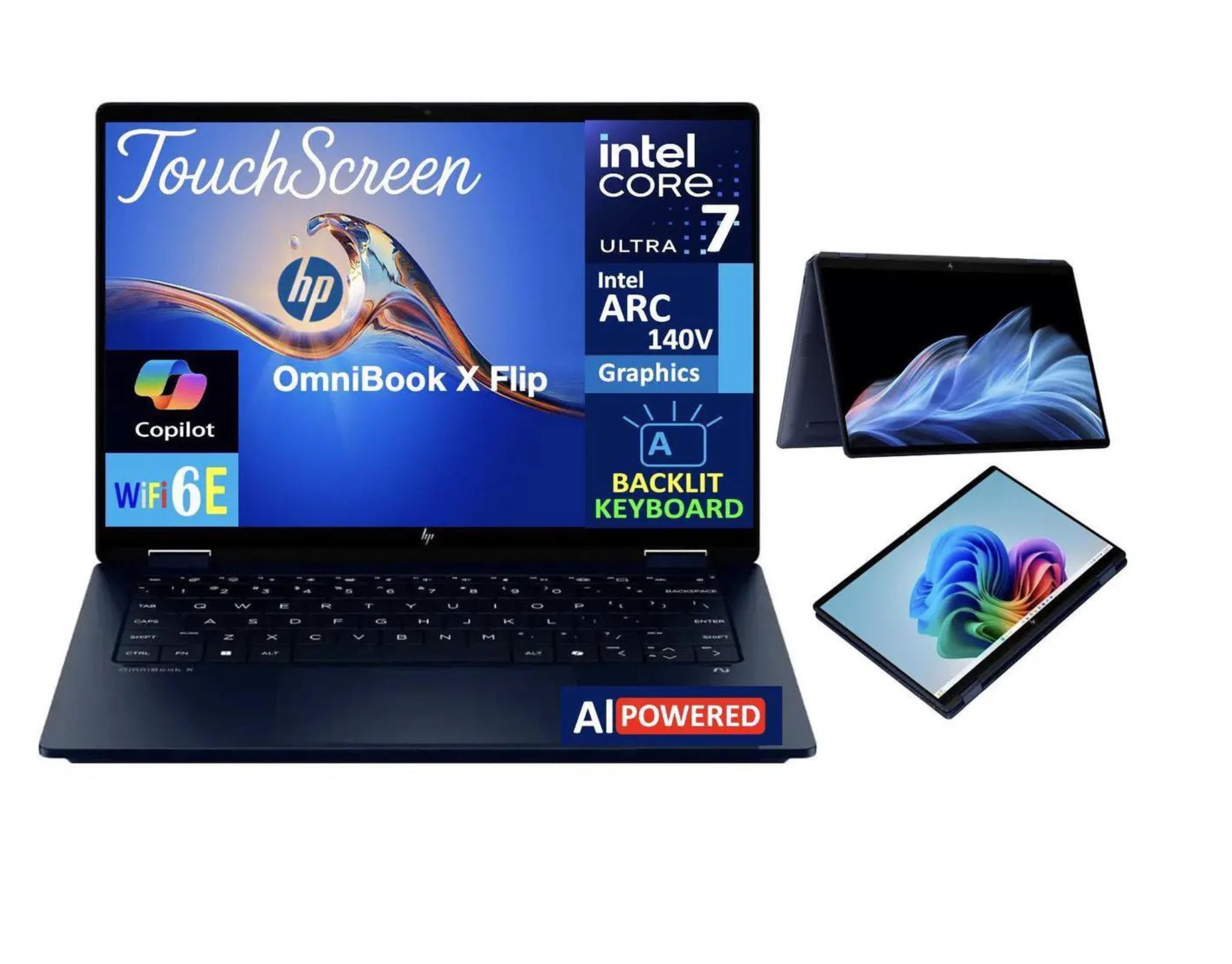 Brand new HP OmniBook X Flip Intel Core Ultra 7 256V 16GB RAM 1TB SSD 14 Inch 2K Touchscreen Display