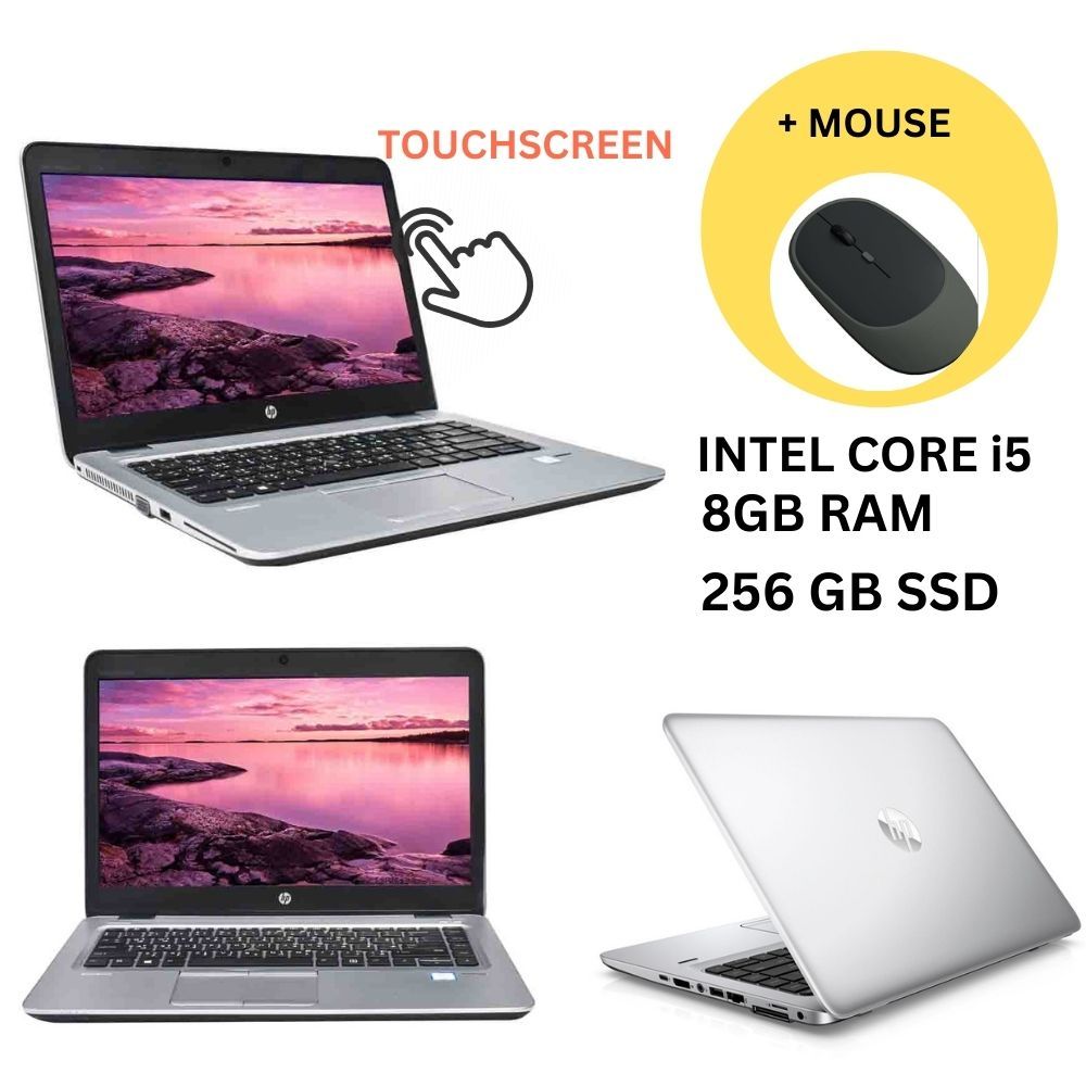 HP EliteBook 840 G3 refurbished Laptop, Intel Core i5, 8GB RAM, 256GB SSD, 14 inch Touchscreen Display + Mouse