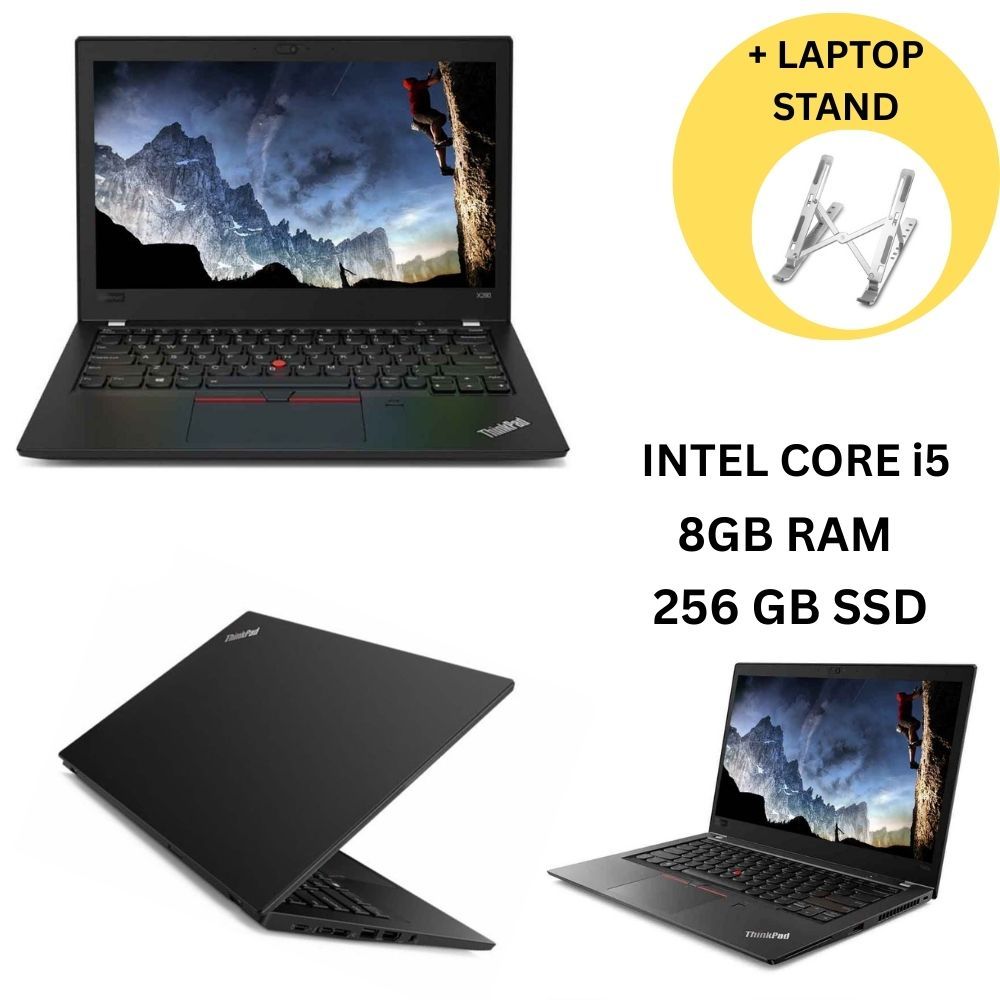 Refurbished Lenovo ThinkPad X280 Intel Core i5 7th gen 8GB RAM 256GB SSD 12.5" FHD IPS Display Laptop + Laptop Stand
