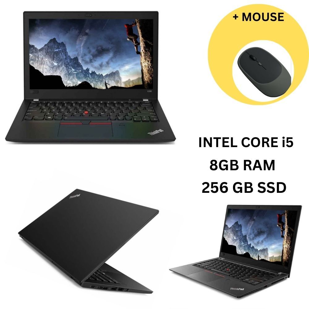 Refurbished Lenovo ThinkPad X280 Intel Core i5 7th gen 8GB RAM 256GB SSD 12.5" FHD IPS Display Laptop + Mouse