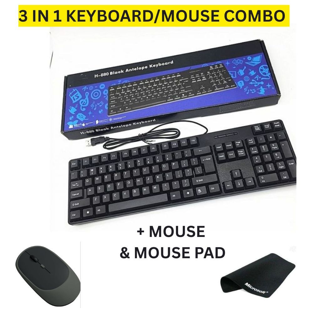 Wired Keyboard + Mouse + Mouse Pad Combo