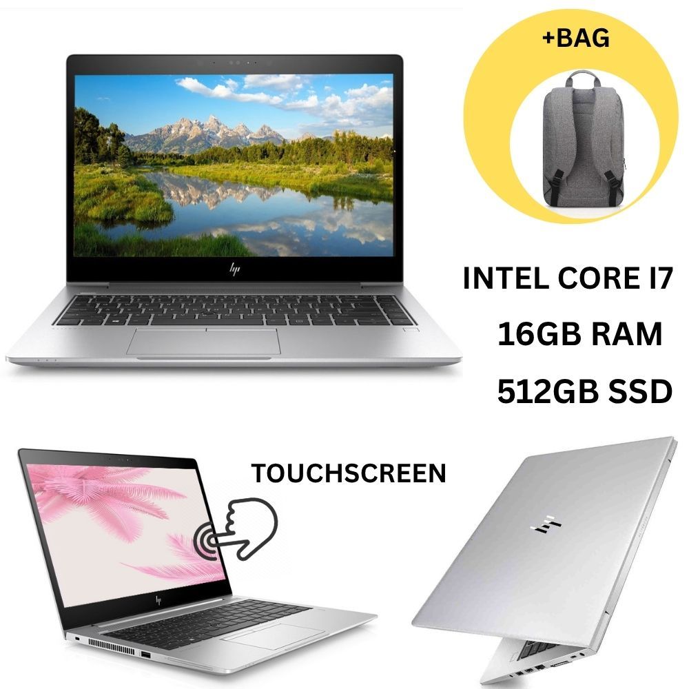 HP EliteBook 840 G5 Touchscreen Laptop, Intel Core i7-8th Generation , Refurbished 16GB RAM, 512GB SSD, 14 inch FHD Display +Bag