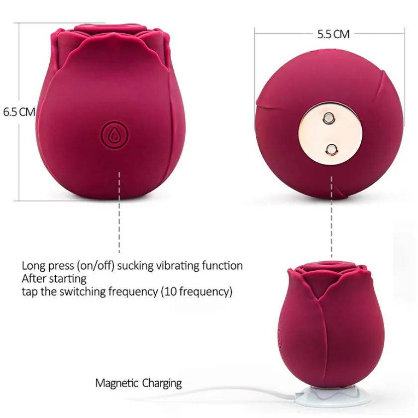 Rose Vibrator for Women –  10-Frequency Vibration, Nipple & G-Spot Clitoral Massager, Waterproof Rechargeable Adult Sex Toy for Solo & Couples Foreplay