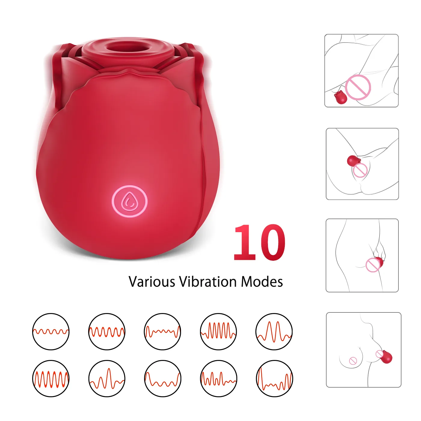 Rose Vibrator for Women –  10-Frequency Vibration, Nipple & G-Spot Clitoral Massager, Waterproof Rechargeable Adult Sex Toy for Solo & Couples Foreplay