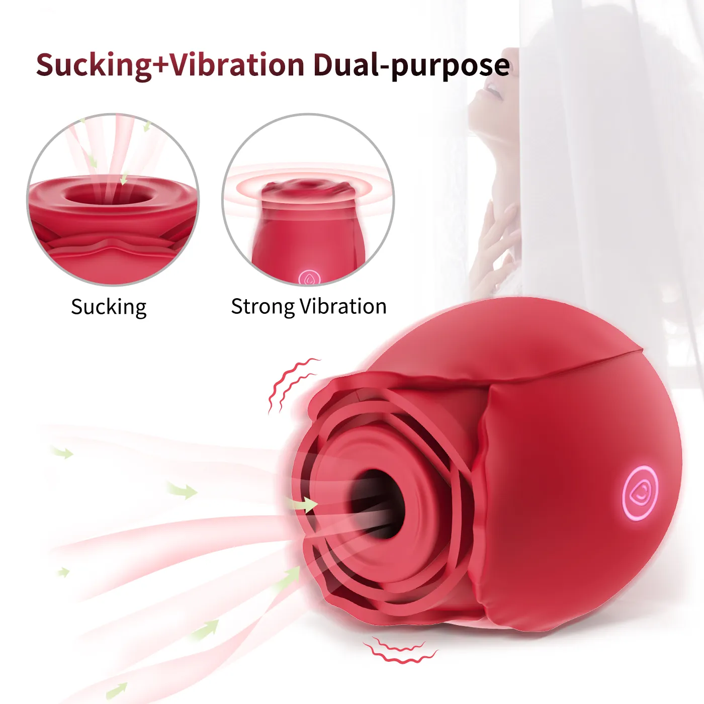 Rose Vibrator for Women –  10-Frequency Vibration, Nipple & G-Spot Clitoral Massager, Waterproof Rechargeable Adult Sex Toy for Solo & Couples Foreplay