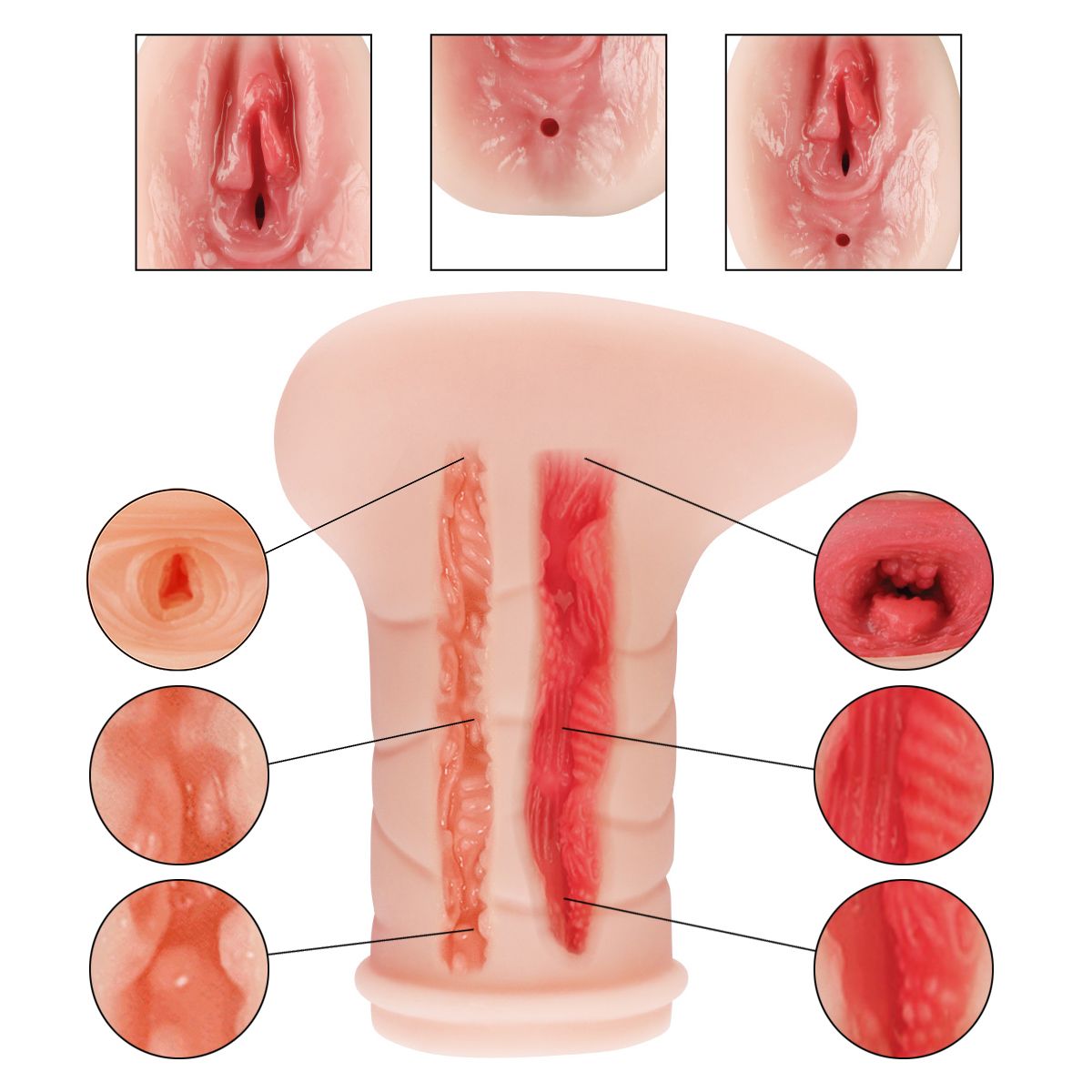 New Male Realistic Masturbator Airplane Cup 3D Vagina Pocket Pussy Penis Massage Passion Toy Blowjob Masturbation Love Doll Flashlight Jerkoff Stroker Adult Sex Toys For Men - image 6