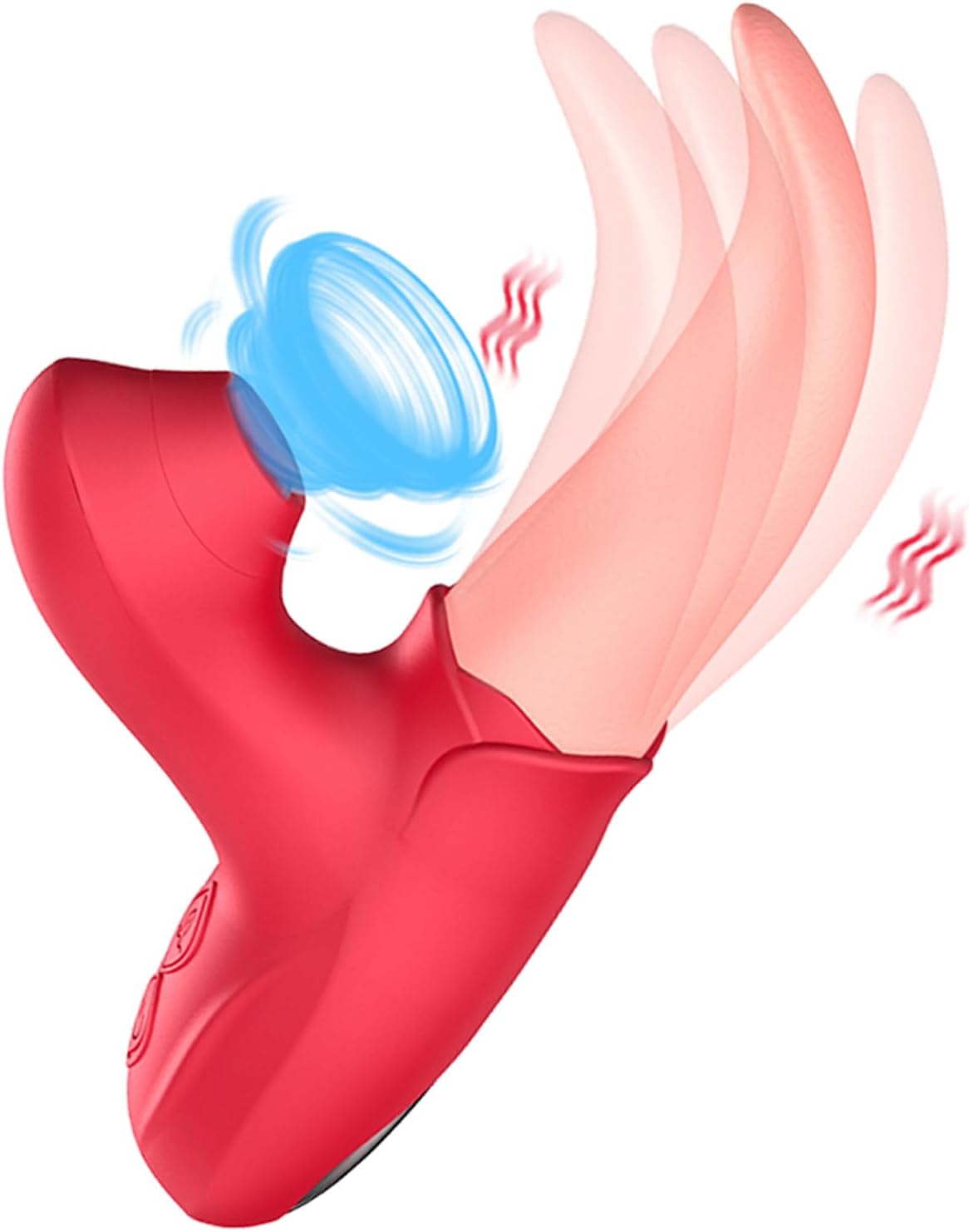 Realistic Tongue Licking Vibrator Adult Sex Toy for Women, ABS and Silicone Suction Stimulator, 10 Vibration and Suction Modes, Water-Resistant Compact Portable Quiet Design Under 50dB, Red view 6