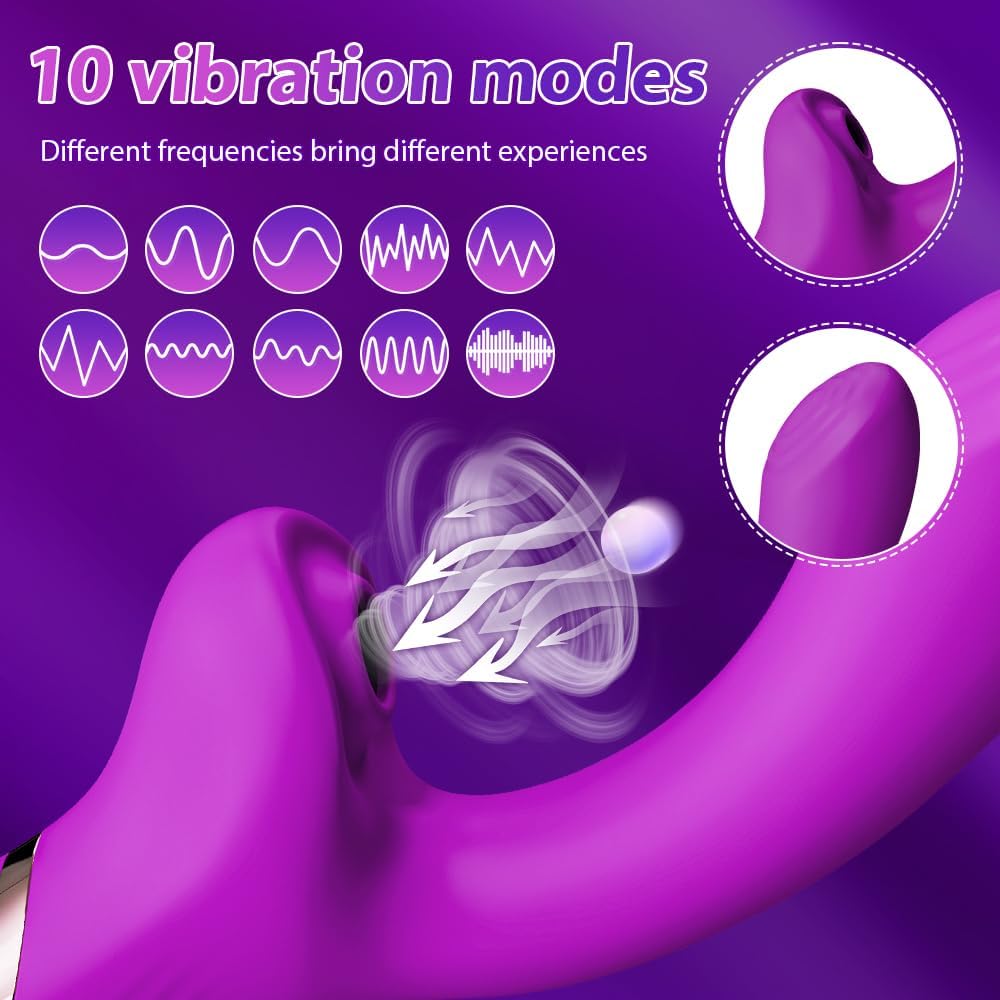 [Astante Living] Flapping Vibrator Dildo G Spot Rabbit Clitoris Vibrator with  10 Vibration 10 Flapping Modes for Clit Nipples Anal Multi Stimulation Rechargeable Adult Sex Toys for Women
