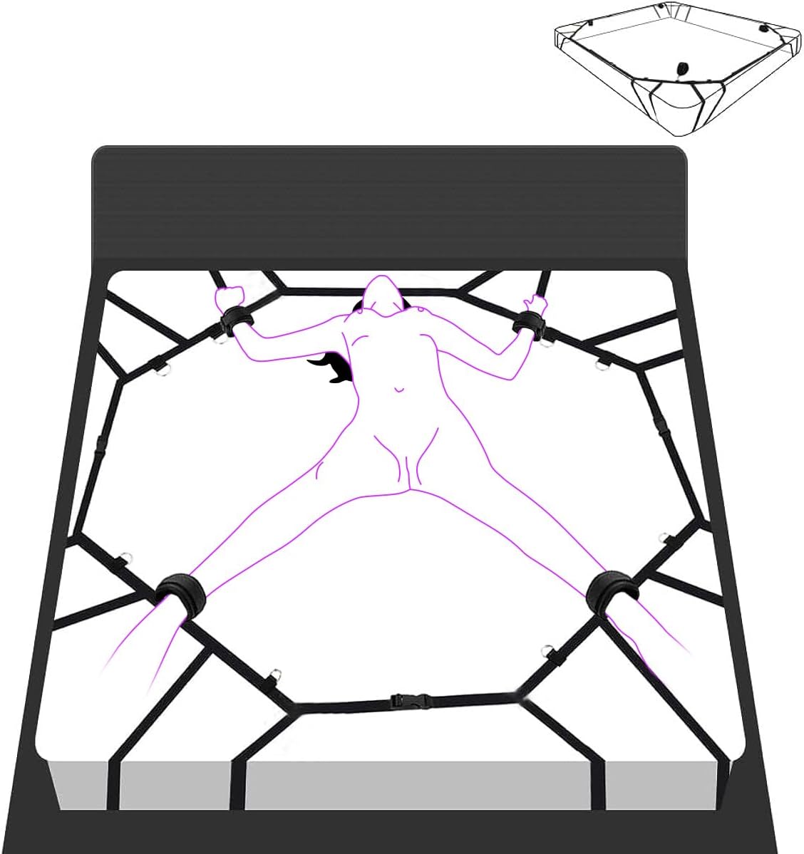 [Astante Living] BDSM Bed Restraints Sex Game Bondage Kits Couple SM Fetish Gear Adult Toy with Adjustable Hands Ankle Wrist Cuffs Tickler Soft Strap Sex Toys for Women Couples