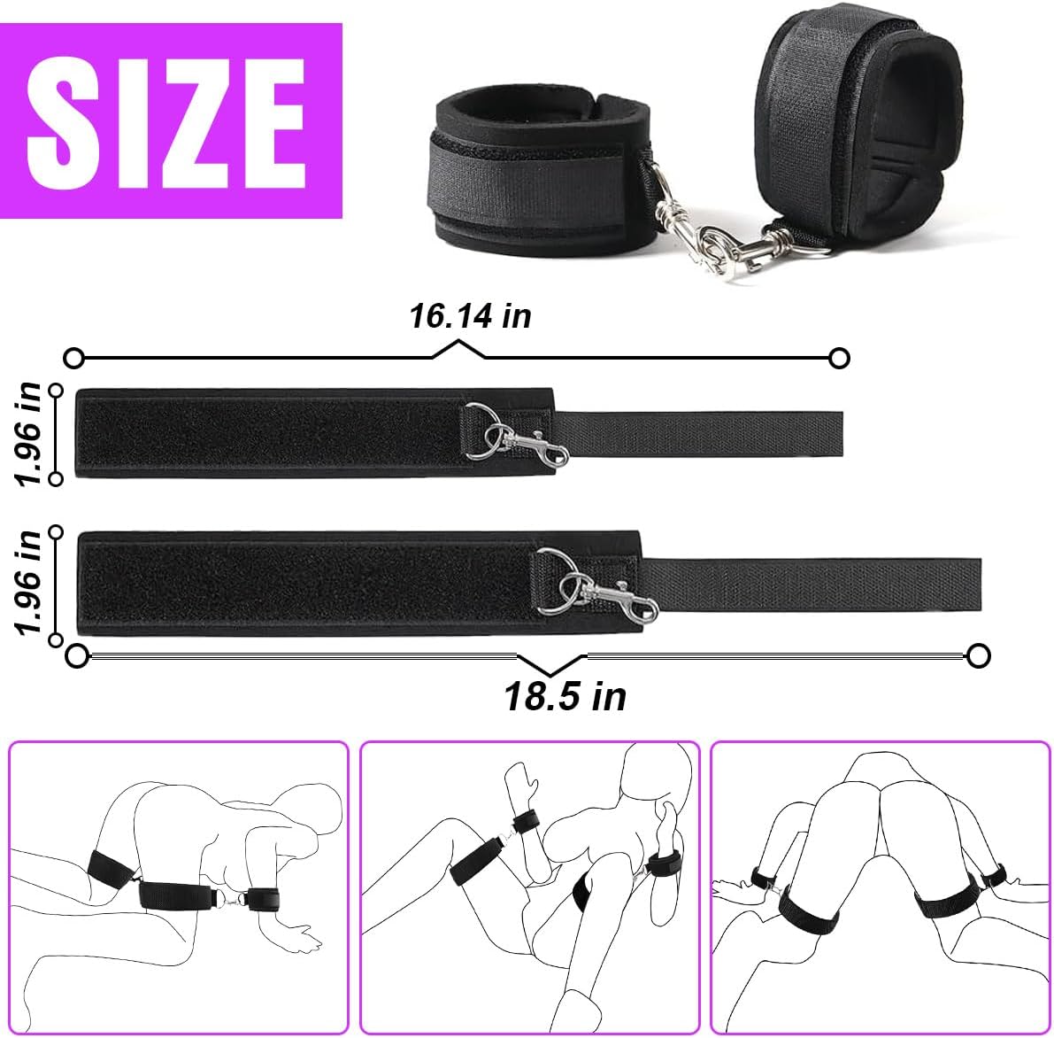 [Astante Living] BDSM Bed Restraints Sex Game Bondage Kits Couple SM Fetish Gear Adult Toy with Adjustable Hands Ankle Wrist Cuffs Tickler Soft Strap Sex Toys for Women Couples