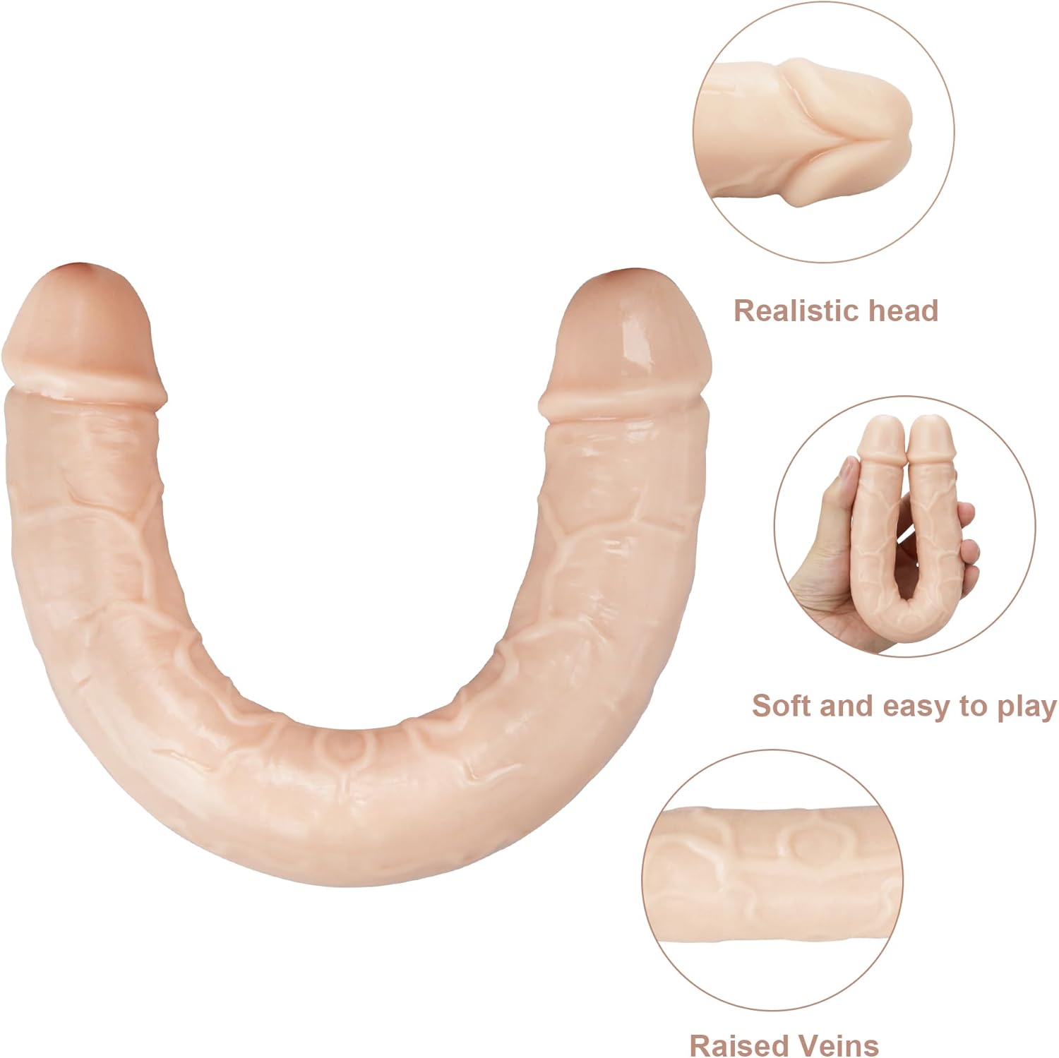 [Astante Living]18 Inches Double Sided Long Dildo Crystal Jellies Realistic Extra Plus Dong Dual Penetration Anal Plug Adult Sex Toy for Lesbian Women Couple