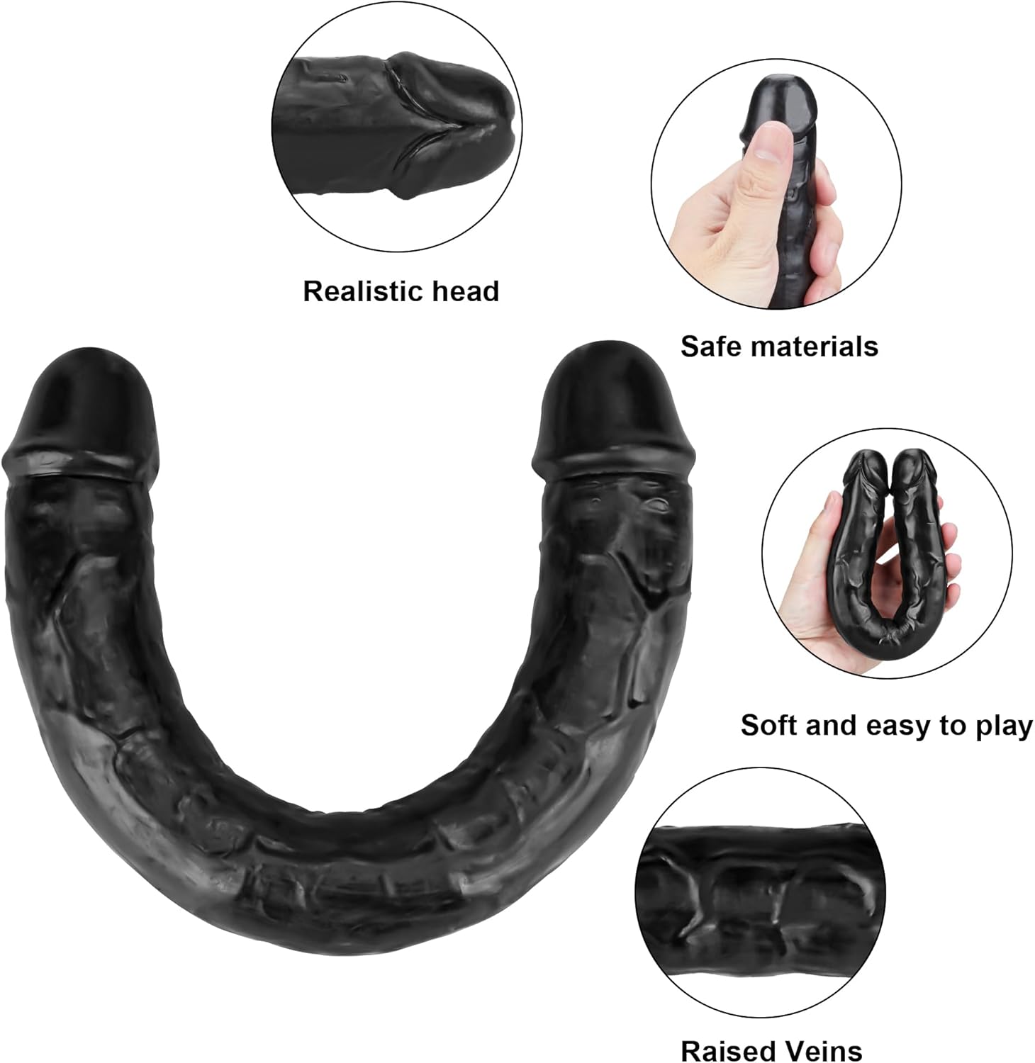 [Astante Living]18 Inches Double Sided Long Dildo Crystal Jellies Realistic Extra Plus Dong Dual Penetration Anal Plug Adult Sex Toy for Lesbian Women Couple