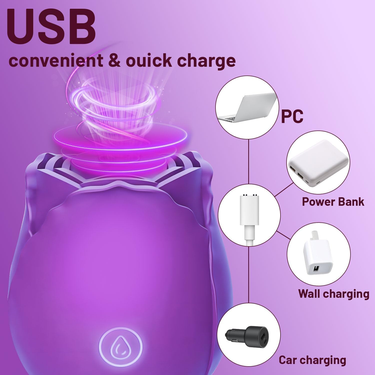 [Astante Living]Women Rose Clitoris Sucking Vibrator – Powerful Nipple Sucker & Oral Stimulator, Waterproof Rechargeable Mini Massager, Compact Adult Sex Toy Gift for Girlfriend or Wife