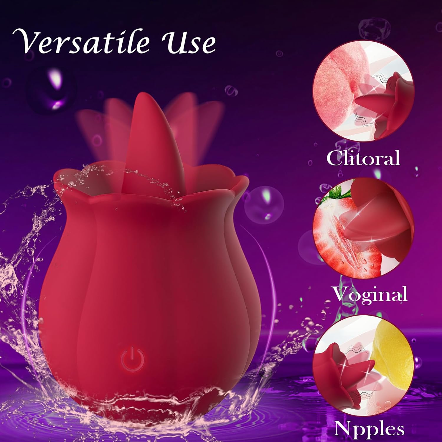[Astante Living]Rose Tongue Licking Vibrator Sex Toy Clitoral Sucker Clit Nipples Anal Stimulator Compact Adult Foreplay Solo Play Game Masturbation Gift for Women Ladies Couples