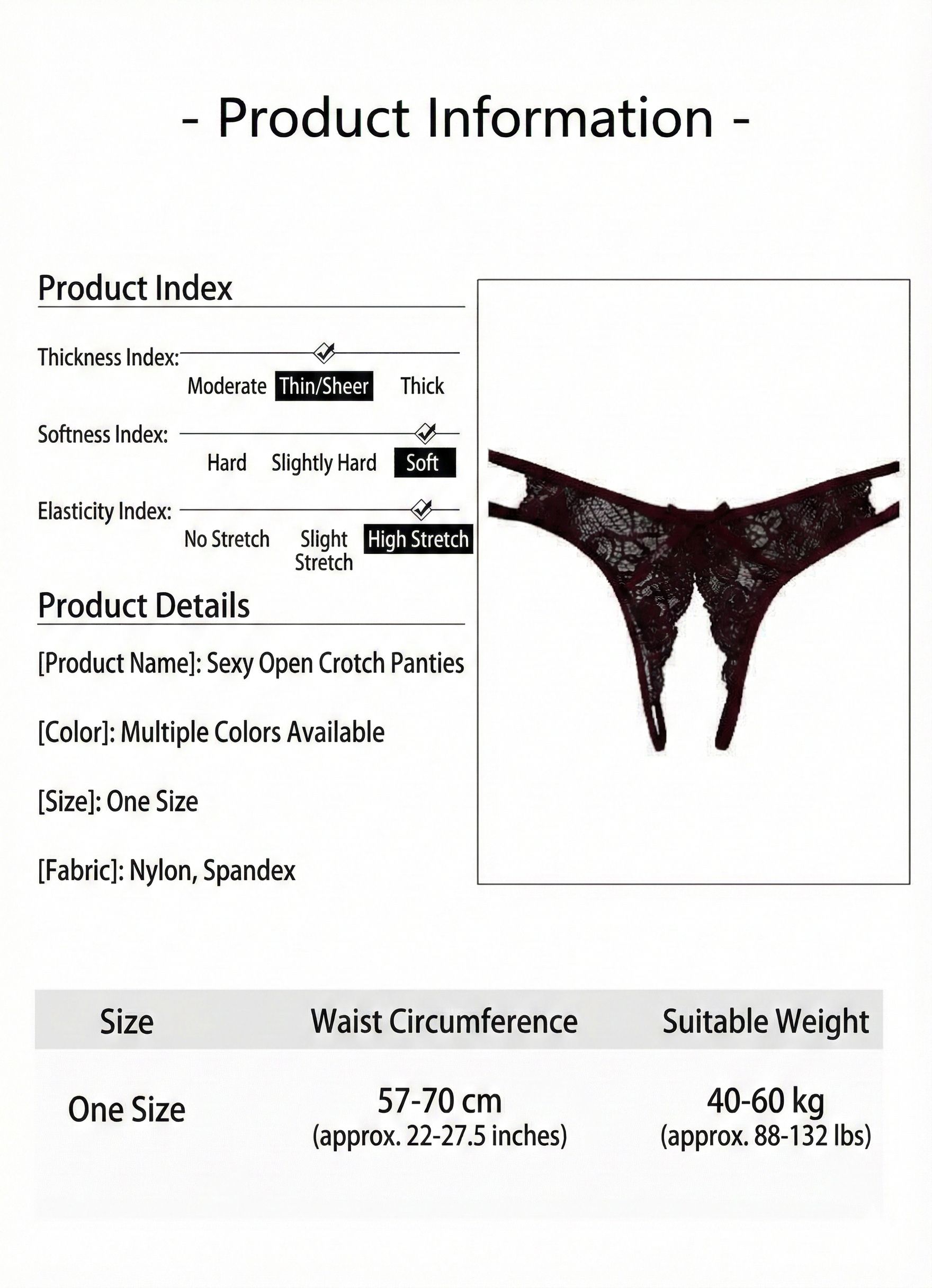 [Astante Living] Women Sexy Open Crotch Lace Panties – Crotchless Thong Mesh Lingerie G-String Underwear for Ladies, Wife & Couples, One Size Fits Most
