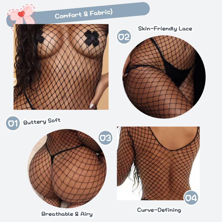 [Astante Living ] Sexy Top+Underwear Sex Lingerie Fishing Net High Elasticity Hollowed out Bra underpant sex toys adult gift Sexy lace Nightwear for Sex Gift for Girlfriend Wife