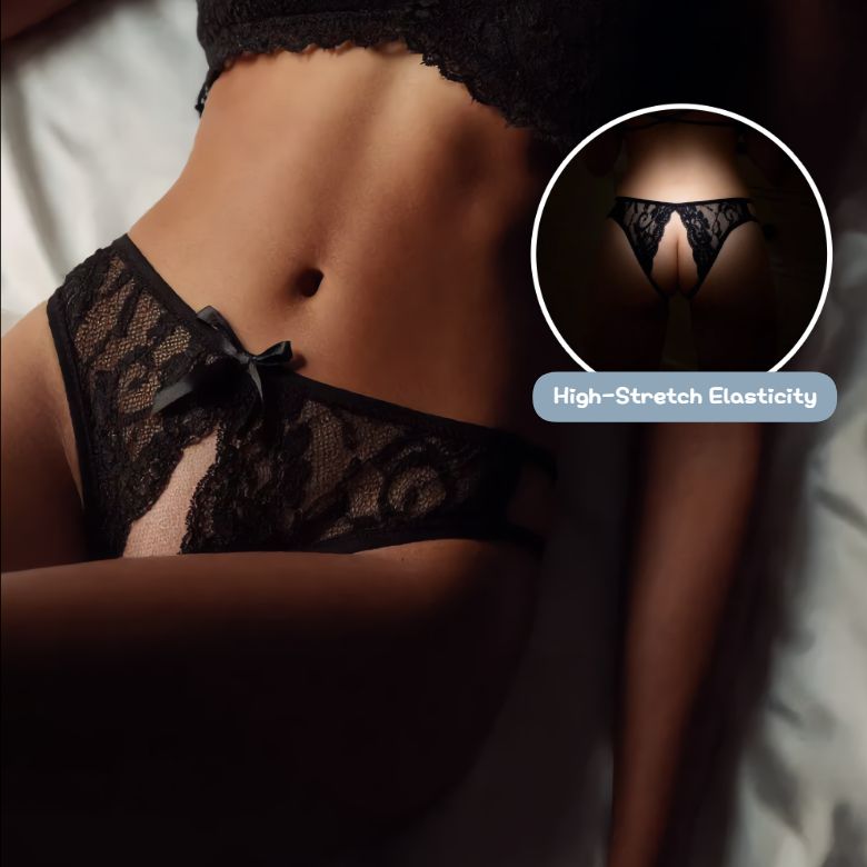 [Astante Living] Women Sexy Open Crotch Lace Panties – Crotchless Thong Mesh Lingerie G-String Underwear for Ladies, Wife & Couples, One Size Fits Most