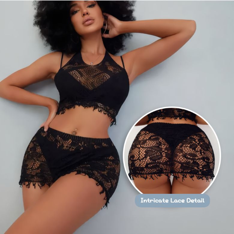 [Astante Living] Sexy Top+Underwear Sex Lingerie Fishing Net High Elasticity Hollowed out Bra underpant sex toys adult gift Sexy lace Teddy Outfit for Women, Erotic Nightwear for Couples