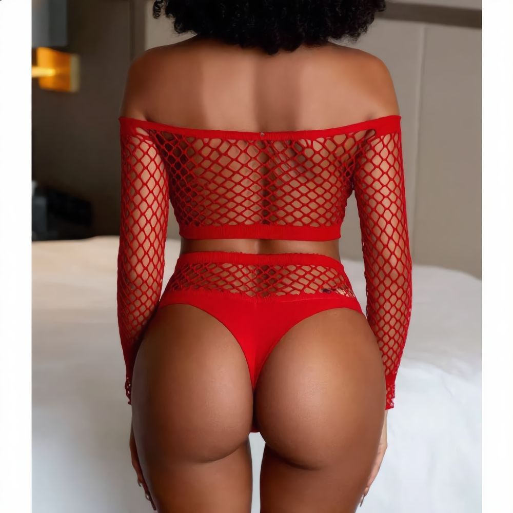 [Astante Living] Sexy Top+Underwear Sex Lingerie Fishing Net High Elasticity Hollowed out Bra underpant sex toys adult gift Sexy lace