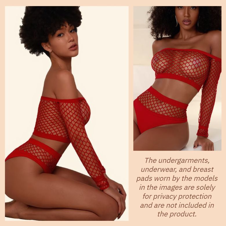 [Astante Living] Sexy Top+Underwear Sex Lingerie Fishing Net High Elasticity Hollowed out Bra underpant sex toys adult gift Sexy lace