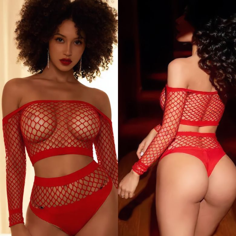 [Astante Living] Sexy Top+Underwear Sex Lingerie Fishing Net High Elasticity Hollowed out Bra underpant sex toys adult gift Sexy lace